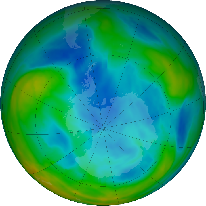 Antarctic ozone map for 27 July 2021